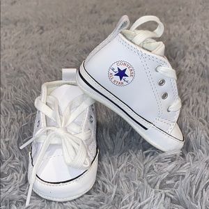 Converse Baby White Leather High Top Shoes
